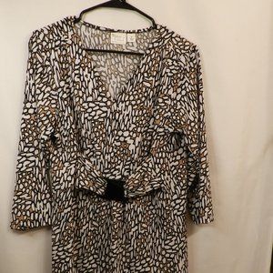 Women with control Size M Blouse attached buckle, animal print work, office,